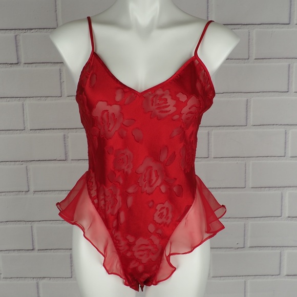 Victoria's Secret Other - Vintage Victoria’s Secret S red lace-up bodysuit